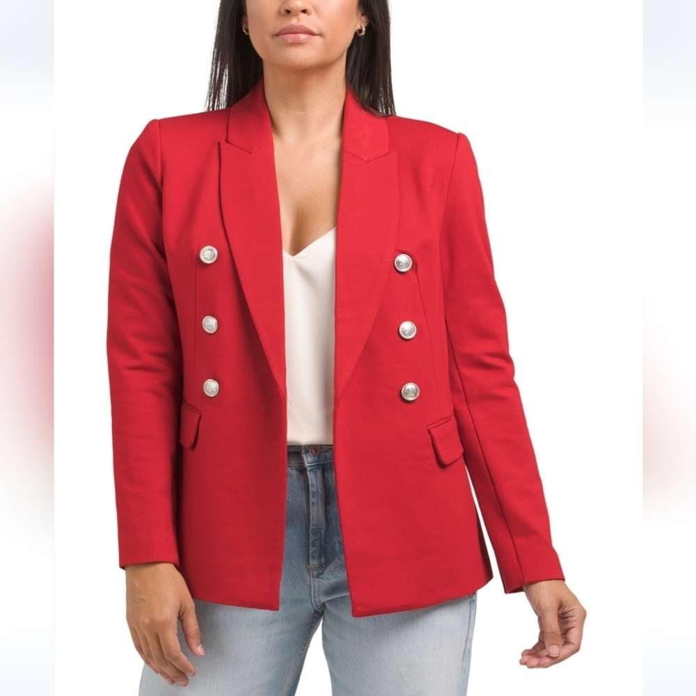 Jules & Leopold Red Faux Double Breasted Front Button Blazer